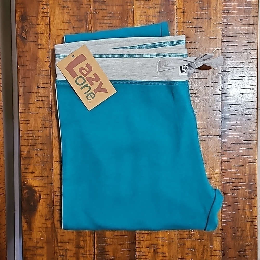 Lazy One Sporty Bear PJ Leggings L Cotton Turquoise Grey